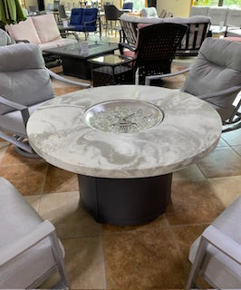 White Onyx Round Gas Firepit