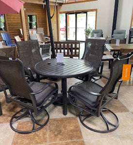 42" Round 5 Piece Aluminum Dining Set in Rich Earth