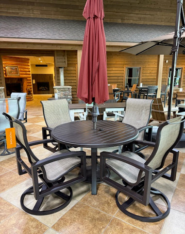 5 Piece Round Aluminum Dining Set- Rich Earth Brown