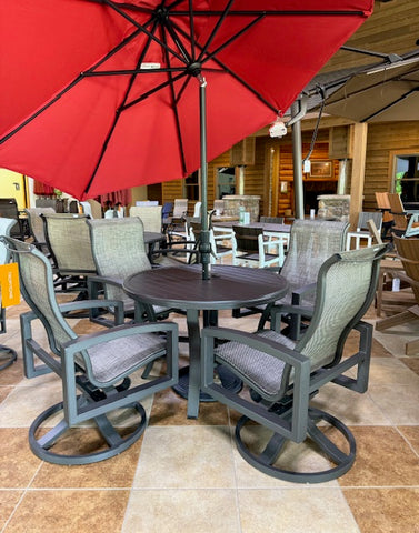 5 Piece Round Aluminum Dining Set- Graphite Grey