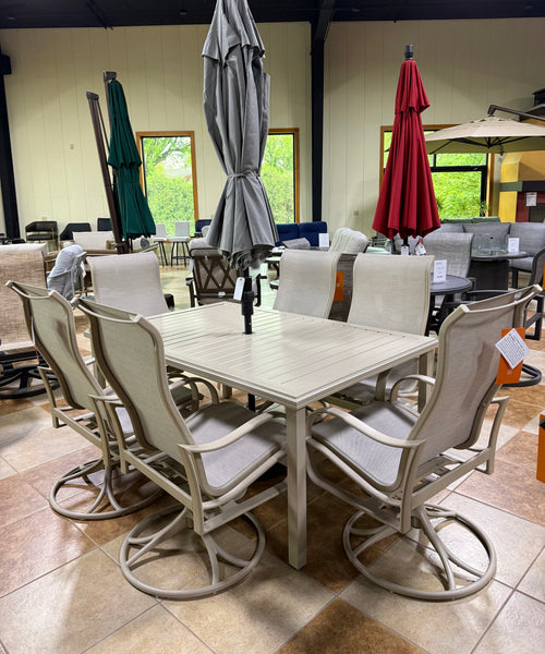 7 Piece Aluminum Dining Set- Tan/Light Brown