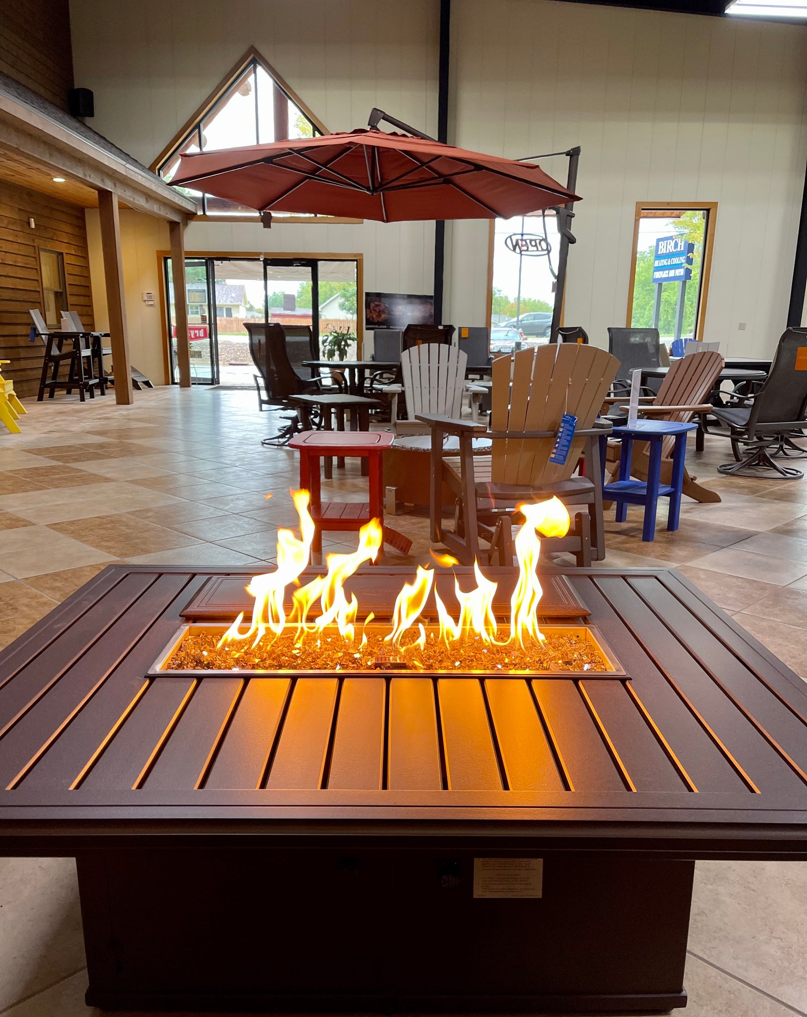 Rectangular Cocktail Height Aluminum Gas Fire Pit- Rich Earth